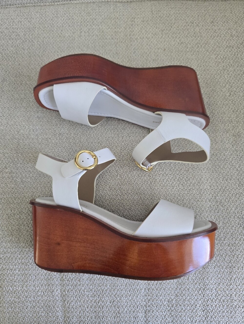 RARE ARCHIVA L Michael Kors Collection Bridgette Wood Flatform Sandals. 7.5 NWOB